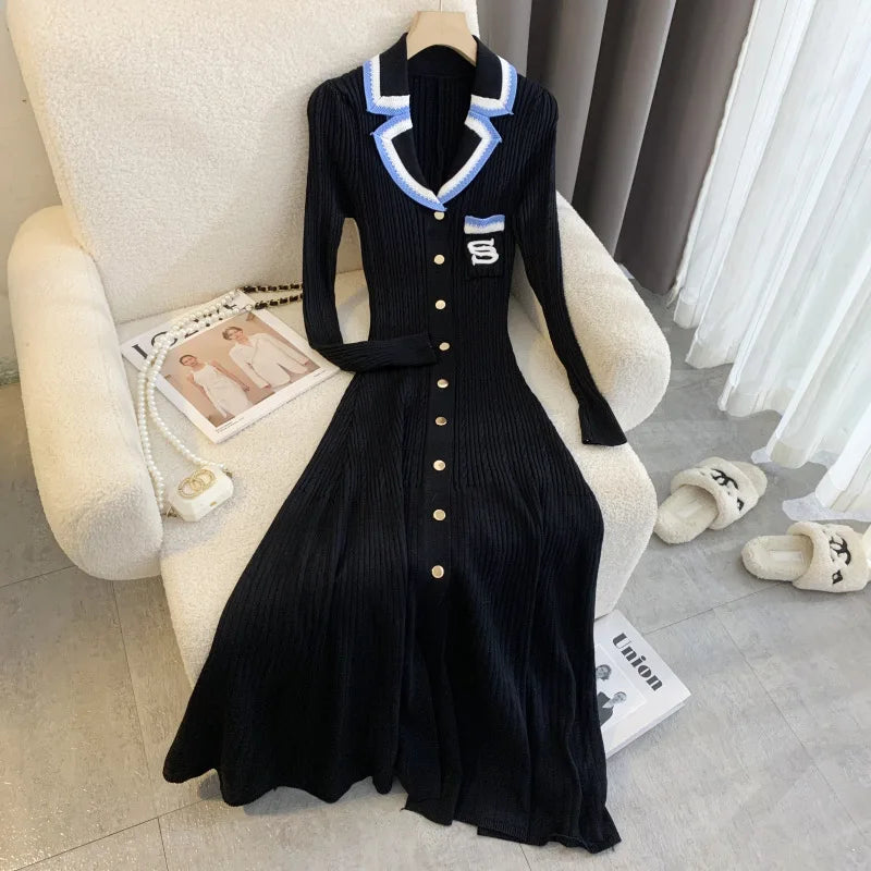 Vestido largo de punto para mujer
