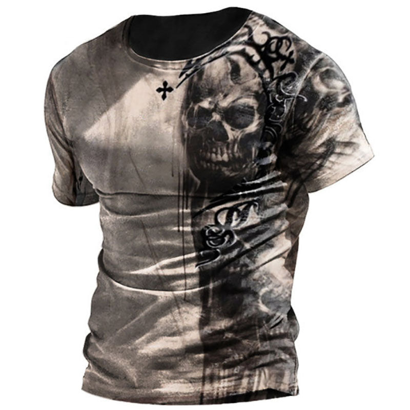 T-shirt Gothic Demon Skull Noir 100% Coton Taille L - Homme