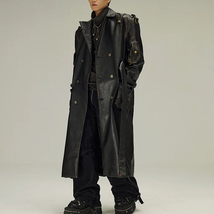 Men's Leather Trench Coat