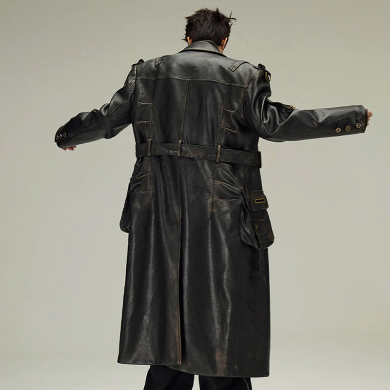 Men's Leather Trench Coat