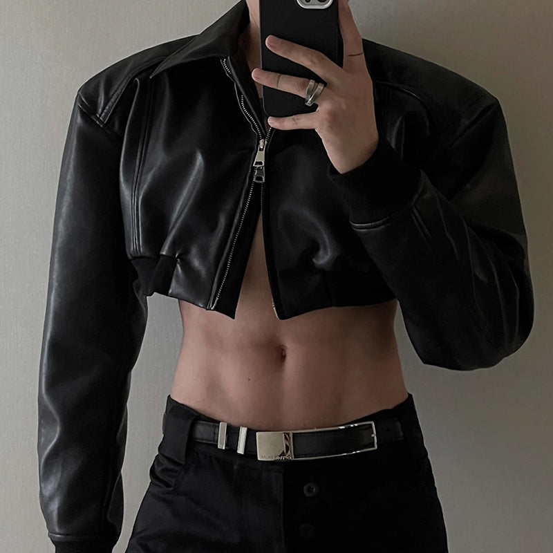 Men's Leather Cropped Jacket