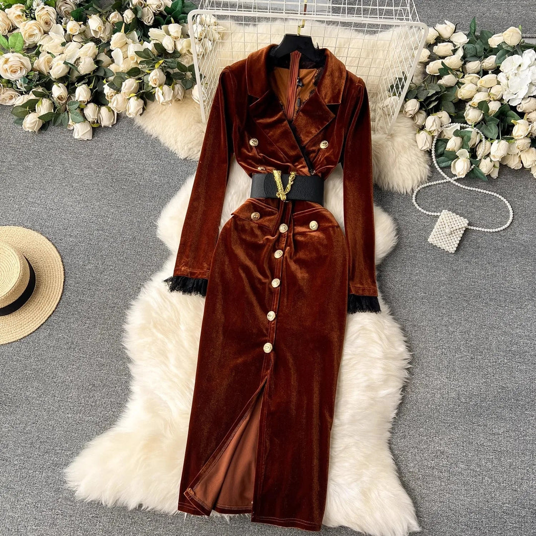 Women's Long Velvet Dress