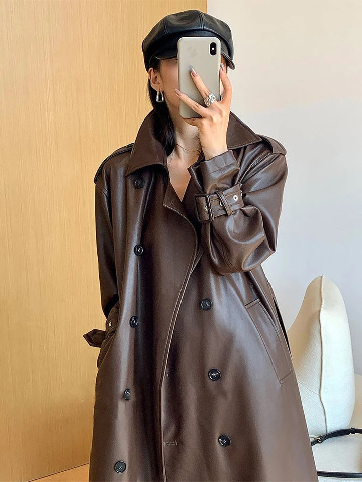 Women's Leather Trench Coat