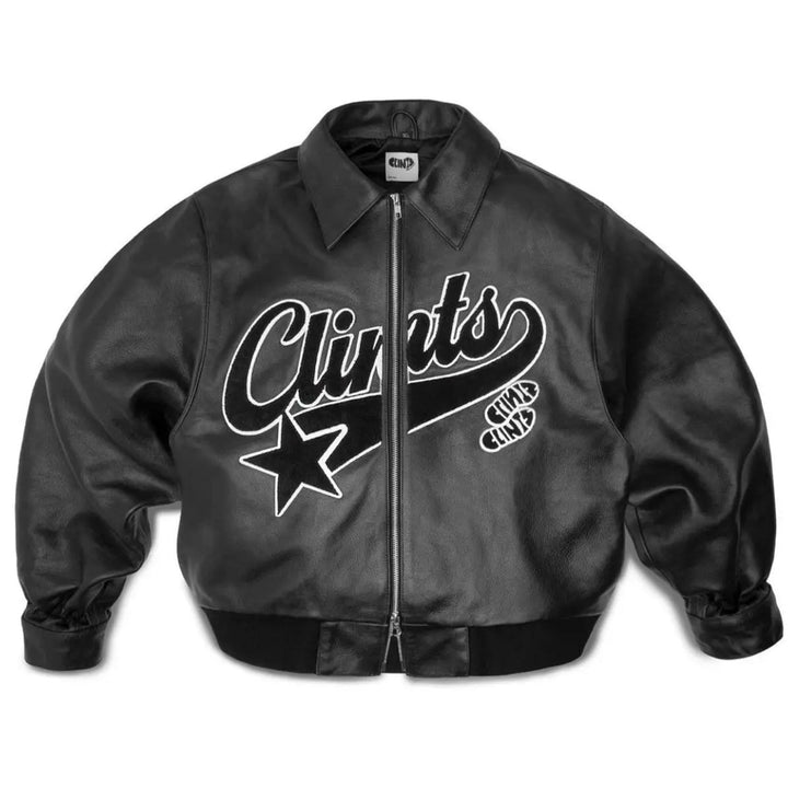 Men's Leather Bomber Black