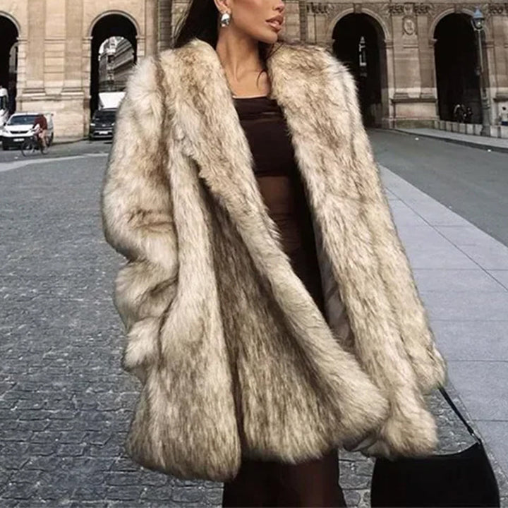 Women's Midi Fur Coat Beige