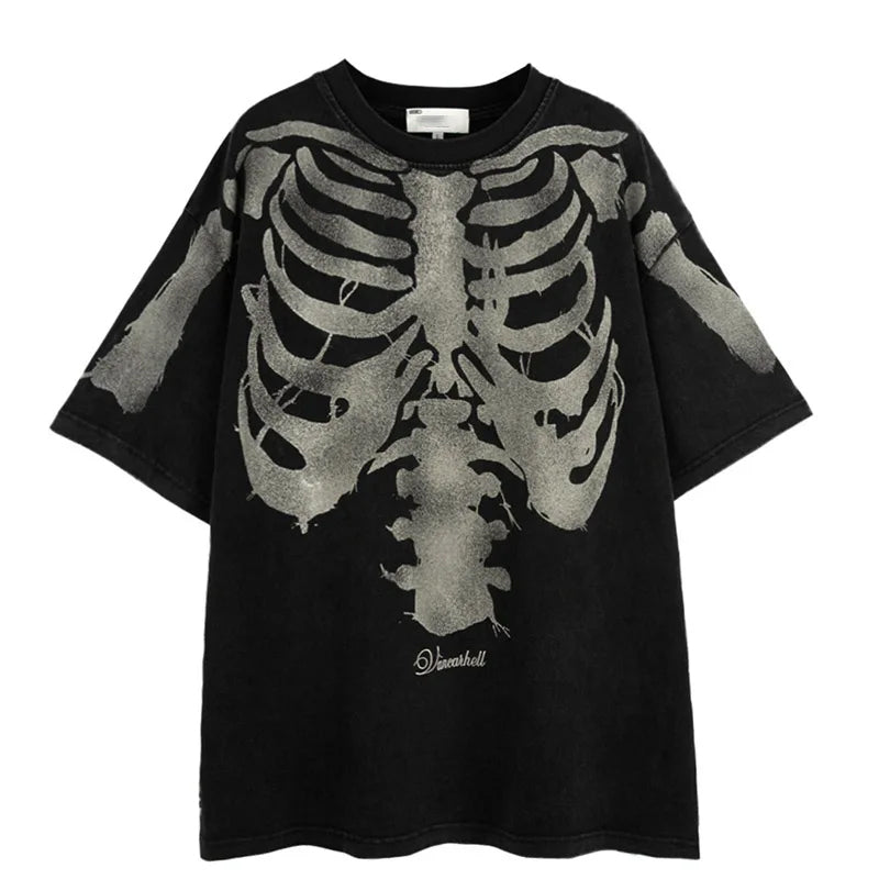 Gothic Heren T Shirt Skelet En Gothic Boek main image 0