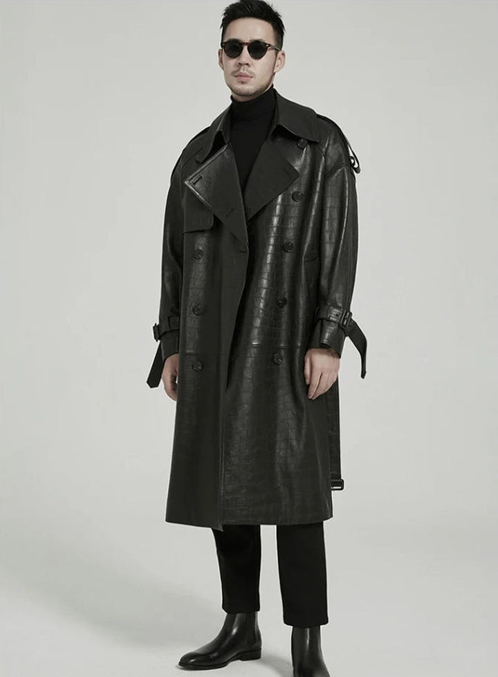 Men's Leather Trench Coat