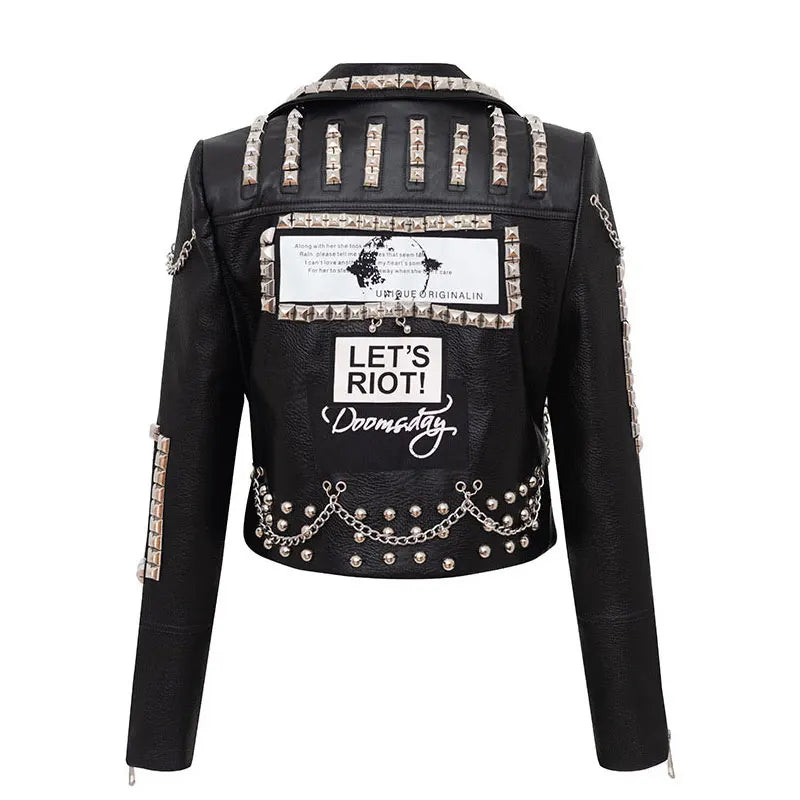 Punk Style Rivet Leather Jacket