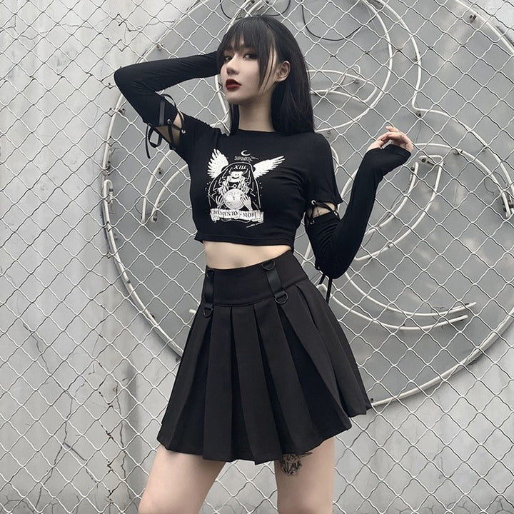 Exposed Sleeves Crop Top