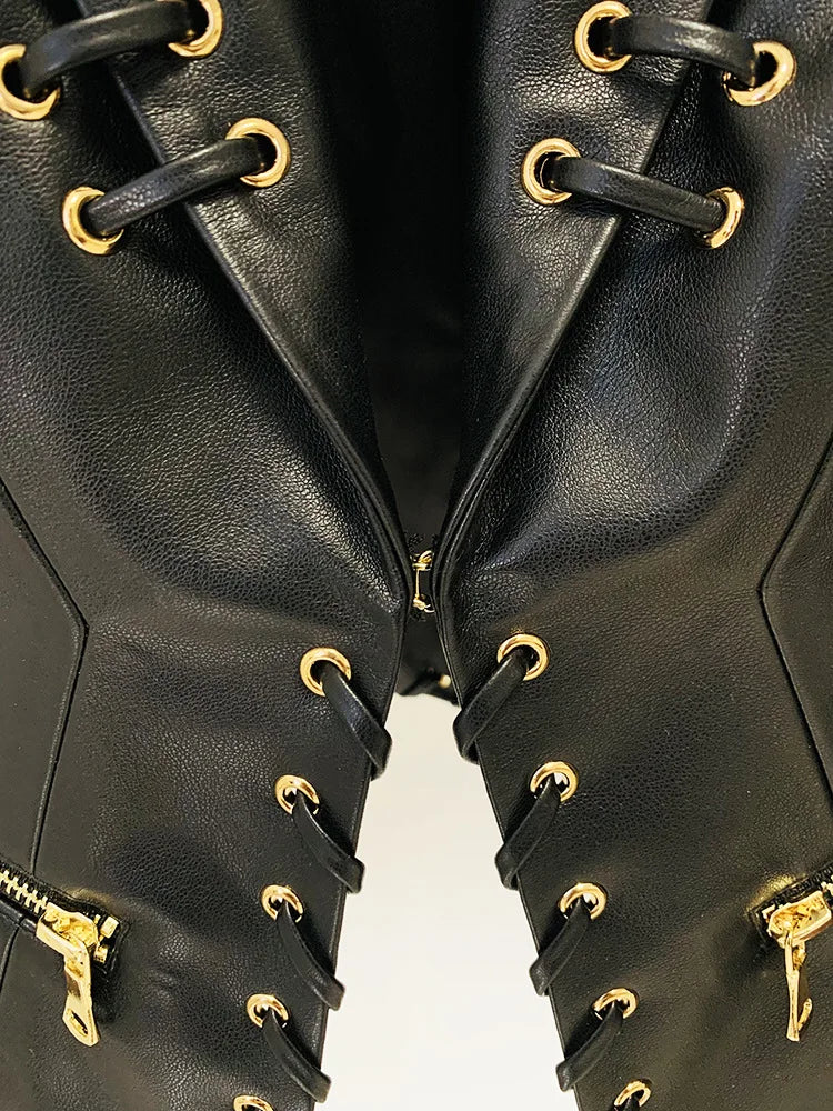 Women's Rope Lacing Leather Jacket – Gothic Mania