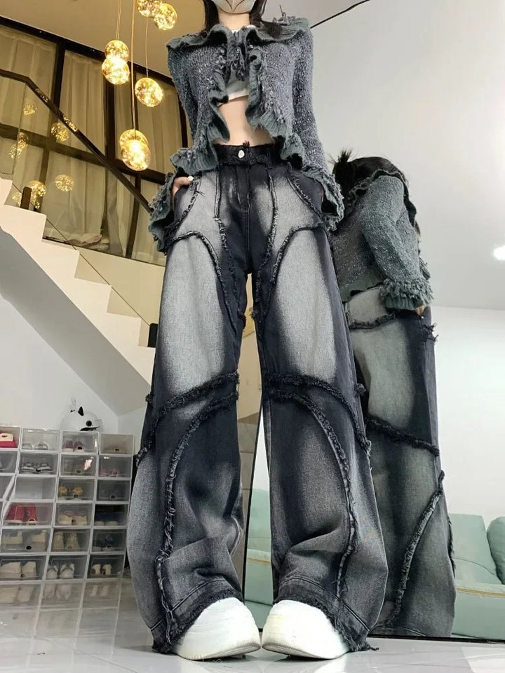 Women's Baggy Denim Pants Black