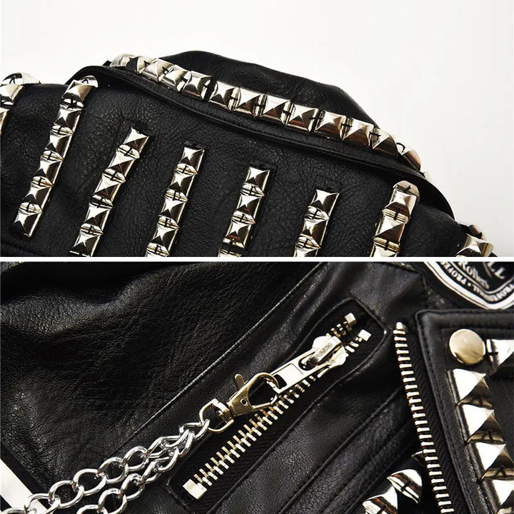 Punk Style Rivet Leather Jacket