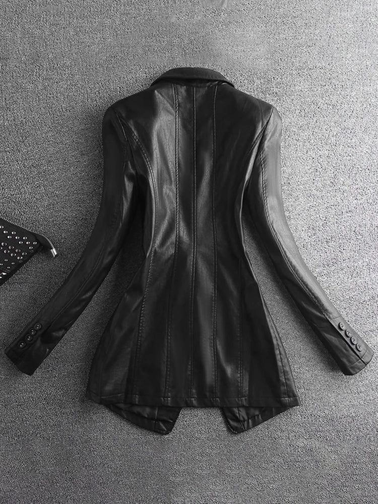 Women's Elegant Leather Blazer