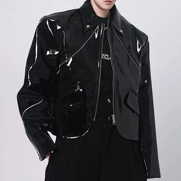 Chaqueta de cuero brillante para hombre
