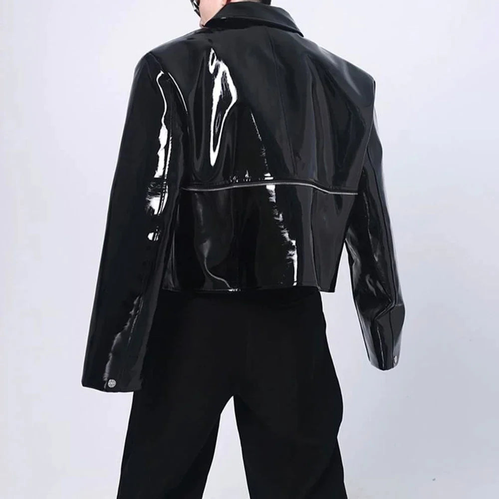 Chaqueta de cuero brillante para hombre