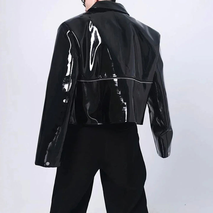 Chaqueta de cuero brillante para hombre