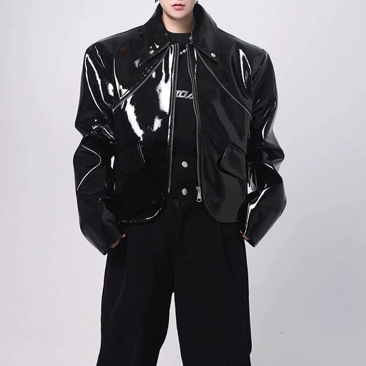 Chaqueta de cuero brillante para hombre