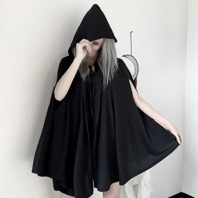 Women's Gothic Hooded Cape Black