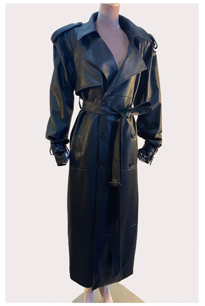 Women's Leather Trench Coat