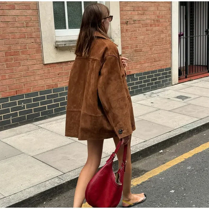 Women's Suede Leather Coat