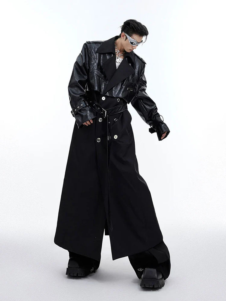 Men's Leather Trench Coat