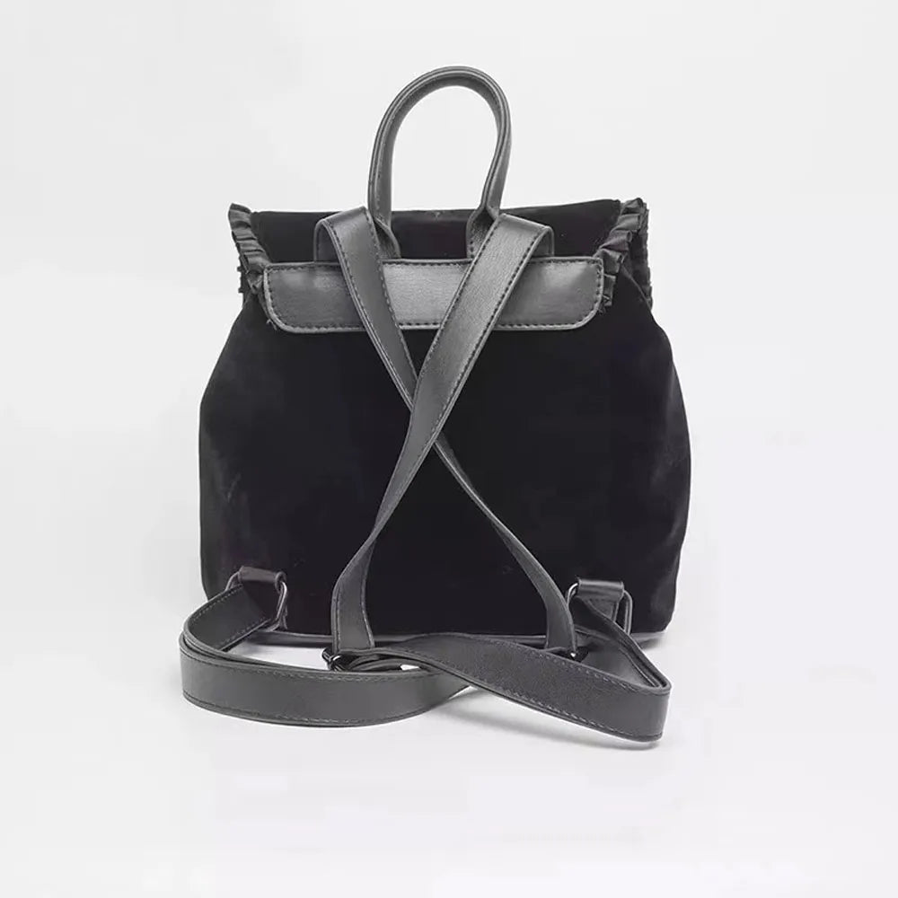 Women's Gothic Velvet Backpack Black