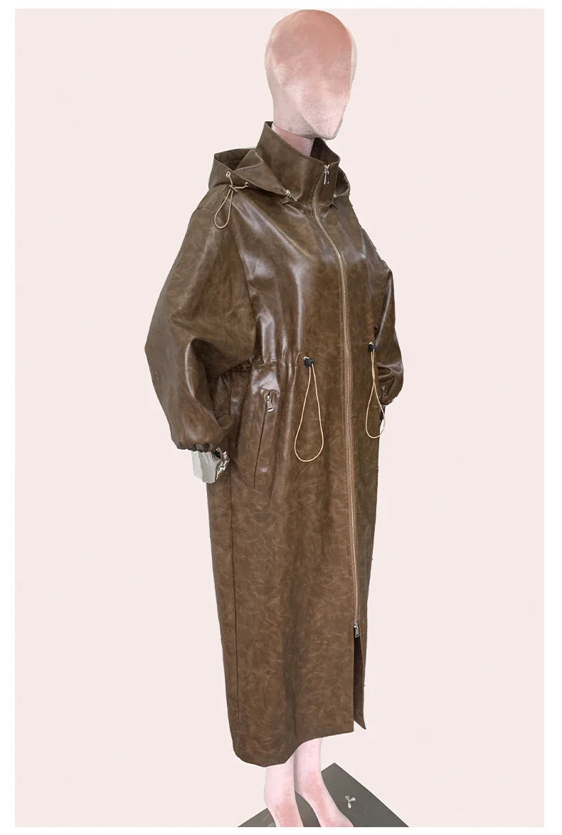 Women's Leather Coat Brown