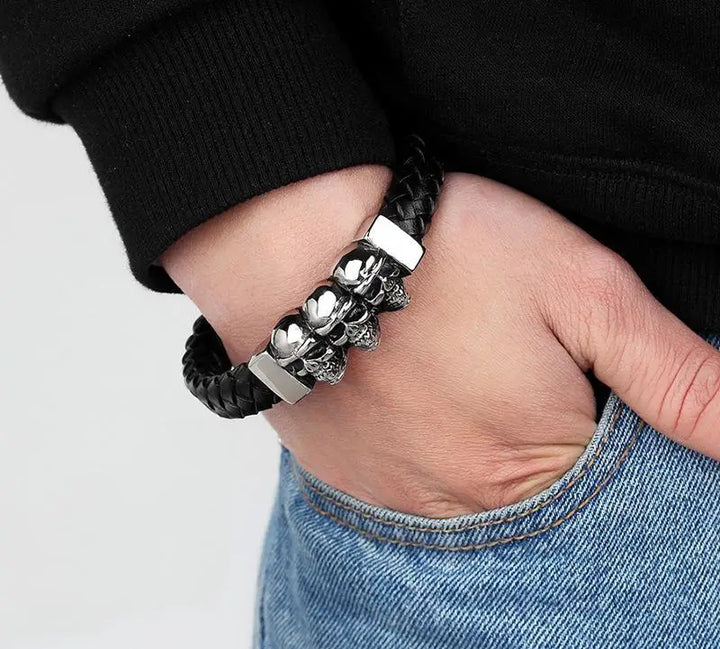 Leather Skull Bracelet