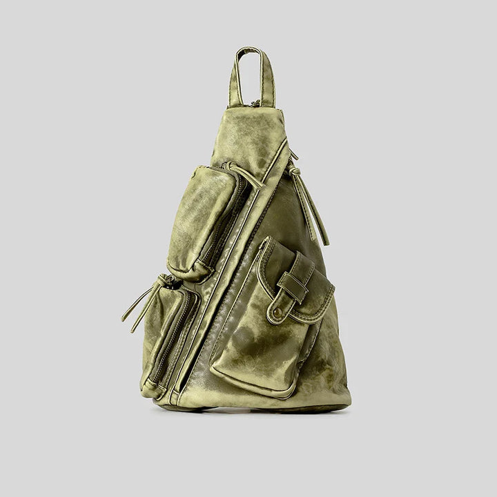 Mochila de piel lavada para mujer color gris