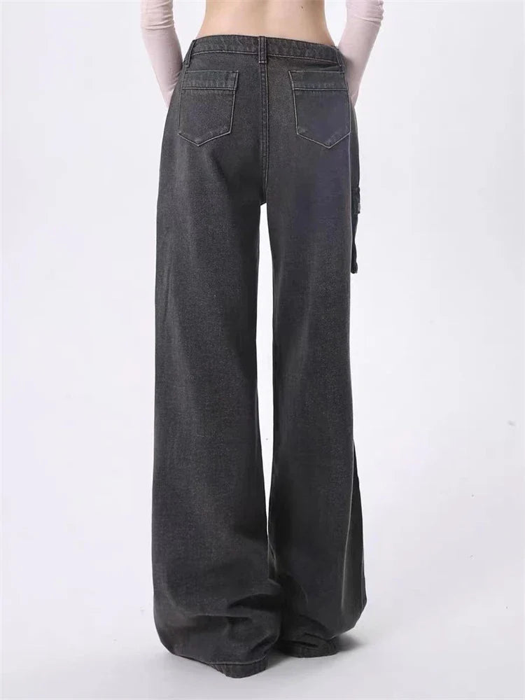 Pantalones holgados de mezclilla para mujer