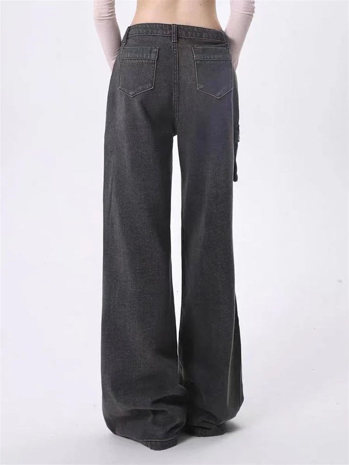 Pantalones holgados de mezclilla para mujer