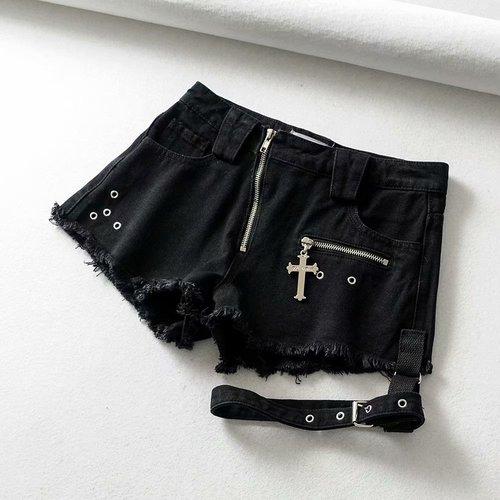 Denim Gothic Shorts