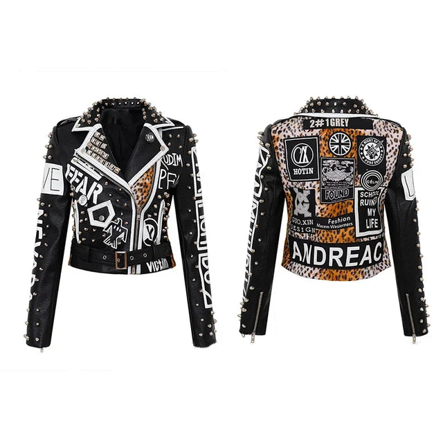 Nightmare Punk Rivet Leather Jacket