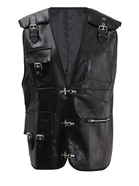 Women's Gothic Leather Vest Black