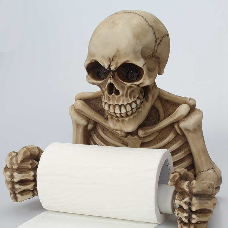 Porta rollos de papel con forma de calavera