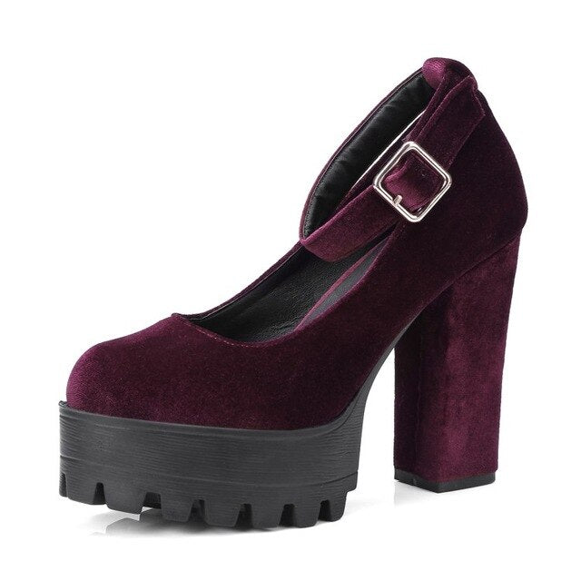 Velvet Chunky Platforms